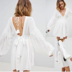 Free People Sugar Pie Deep V Mini Dress